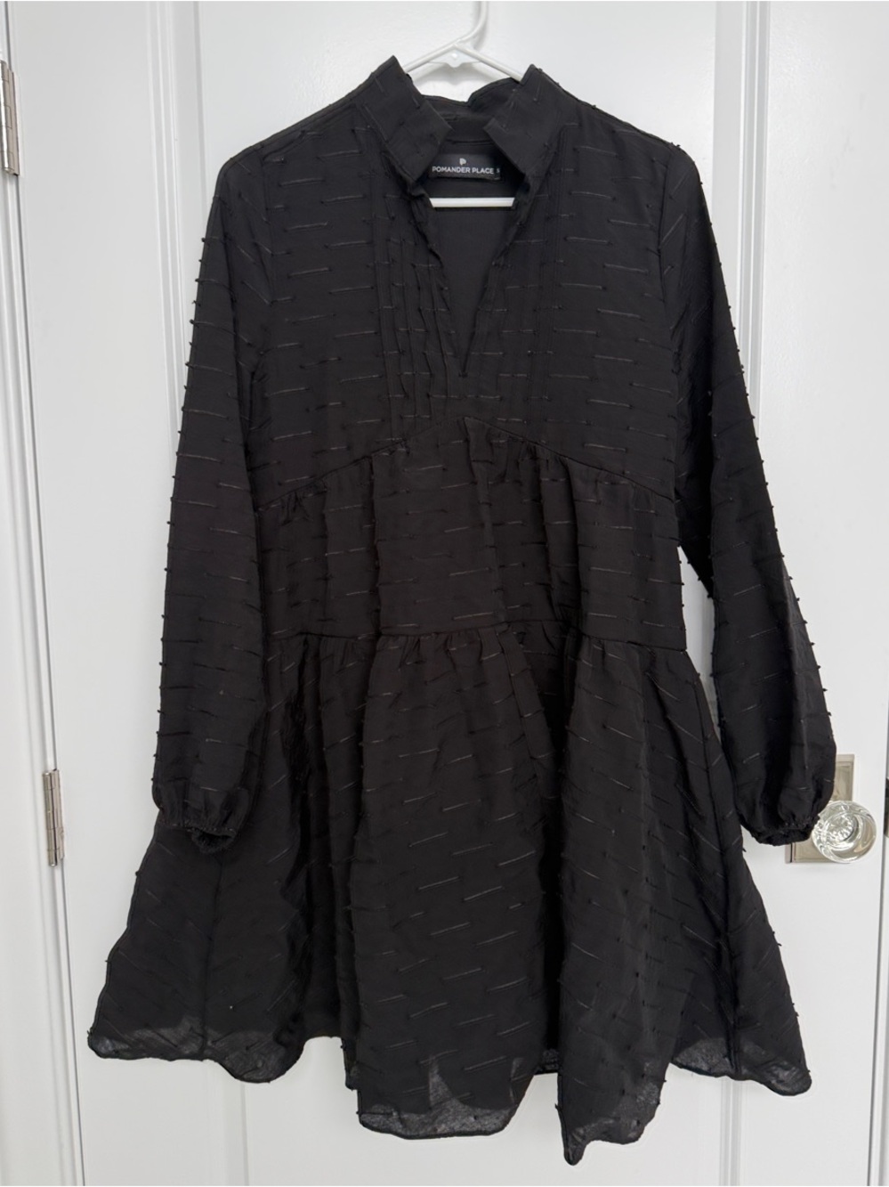 Pomander Place Black Tiered V-Neck Dress